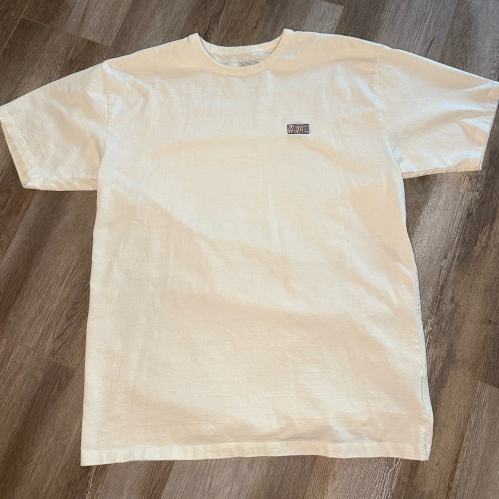 Vans T Shirt Mens‎ L Ivory Embroidered Logo classic Fit